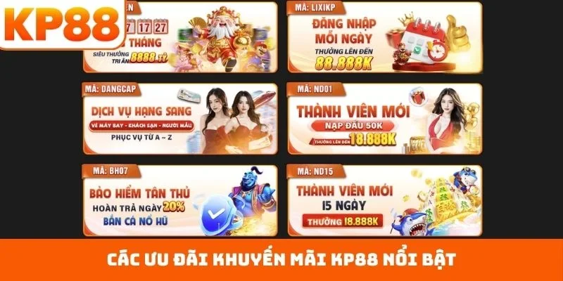 Các ưu đãi khuyến mãi KP88 nổi bật